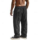 cheap Casual Pants-Men's Trousers Corduroy Pants Baggy Pants Casual Pants Elastic Waist Straight Leg Solid Color Comfort Moisture Wicking Full Length Casual Daily Outdoor Fashion Streetwear Blue Black Micro-elastic