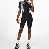 billige One Pieces Rash Guards-Dame Rash-guard One Pieces Lapper Ta igjen glidelåsen Boyleg Knelengde UV Beskyttelse Elastisk Kortermet Badetøy Badedrakt Surfing Snorkling Svømming Sommer
