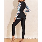 economico Rash Guards Interi-Per donna Standard Top sottomuta Tankini e bikini da surf Costumi da bagno Tropicale Con zip Protezione UV Elastico Manica Lunga Costume da Bagno Surf Immersione Nuoto Estate