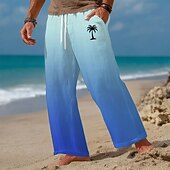 preiswerte Bedruckte Freizeithosen für Herren-Herren Kokospalme Farbverlauf Tropische Pflanzen Hose Freizeithose Baggy-Hosen Mittlere Taille Hawaiianisch Outdoor Urlaub Strandbekleidung Kordelzug Elastischer Kordelzug in der Taille