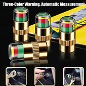 olcso Járműszolgáltatás-4 db gumiabroncsnyomás-ellenőrző szelepszár-sapka, 2,4 bar 36 psi autó gumiabroncsnyomás-ellenőrző érzékelő kijelző 3 színű szemriasztással, univerzális szelepszár-sapkák autókhoz