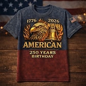 preiswerte Herren Kollektion-Patriotisch T-Shirt Grafisches T-Stück Adler Amerikanische Flagge Freiheitsglocke Retro Vintage Patriotisch T-Shirt Ärmel 1776–2026 für Herren Erwachsene 3D-Druck  für Unabhängigkeitstag / 4. Juli 4