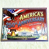 Недорогие 250-летие США-Патриотический настенный календарь к 250-летию независимости США (2026 год), памятное украшение к 150-летию независимости США (1776–2026).