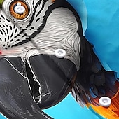 ieftine Păsări și animale-Bărbați 3D Print Pasăre Papagal Cămașă hawaiană Camașă cu nasturi Cămașă Aloha Manșon scurt Hawaiană Casual Vacanță Vară Primăvară Răsfrânt Imprimare 3D cămăși cu guler Un buzunar frontal Albastru