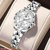 abordables Montres à quartz-Les montres à quartz pour femmes sont à la mode décontractées et élégantes équipées de décorations en strass et de cadrans lumineux à double calendrier ce qui en fait le meilleur choix de cadeau pour