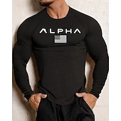 abordables T-shirts et Débardeurs de Course-Homme 250e anniversaire de l'Amérique Jour de l'Indépendance Lettre T-shirt de course T-shirt de compression Printemps Automne manche longue Séchage Rapide Compression Évacuation de l'Humidité