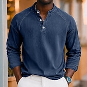 levne základní trička-SoftFade™ Pánské Tričko Henley košile 100% Bavlna Kyselé praní Tričko Krátký rukáv Jednoduché Solidní Vintage Streetwear Příležitostné Barvené Prané Raglánové rukávy Postavený límec Henley Ulice