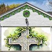 tanie Banery garażowe i drzwiowe-Dzień Św. Patryka gobelin Osłona bramy garażowej Duży wiszący Krzyż celtycki Śłodkie 3D Sceniczny Impreza Obuwie turystyczne Motyw świąteczny Tła do zdjęć Podwórze Wystrój domu