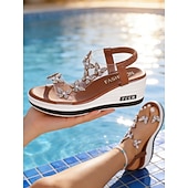 abordables Mujeres-Sandalias de cuña brillantes para mujer: zapatos cómodos y elegantes para vacaciones en islas y cruceros.
