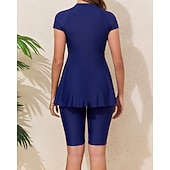 Χαμηλού Κόστους Rash Guards One Pieces-Γυναικεία Πρότυπο Προστατευτικά Τανκίνι και μπικίνι για σέρφινγκ Μαγιό Μονόχρωμο Κουμπώσου Προστασία UV Ελαστικό Κοντομάνικο Μαγιό Σέρφινγκ Καταδύσεις Κολύμβηση Καλοκαίρι