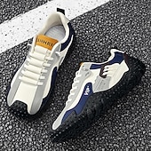 economico Sneakers Casual-scarpe da ginnastica sportive bianche e blu da uomo, pannelli in rete traspirante, suola ammortizzata, stile sportivo casual per camminare e viaggiare