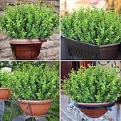 cheap Artificial Plants &amp; Flowers-20pcs Greenery Artificial Plants Outdoors, Eucalyptus Stems UV Resistant Fake Foliage Plants Faux Boxwood Shrubs Indoor Decorations Artificial Flowers for Garden Pot Porch Fence Hanging Planter