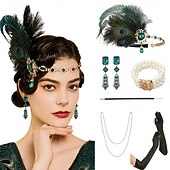 economico Accessori e altro-Anni 1920 Fascia Flapper Il grande Gatsby Senza colletto Costume Per donna Carnevale Mascherata Feste Mascherata Adulti 1 Paio di orecchini 1 Bracciale Guanti Tutte le stagioni