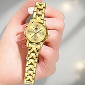 abordables Montres à quartz-Les montres à quartz pour femmes sont à la mode décontractées et élégantes équipées de décorations en strass et de cadrans lumineux à double calendrier ce qui en fait le meilleur choix de cadeau pour