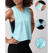 Χαμηλού Κόστους T-shirts και αμάνικα μπλουζάκια για τρέξιμο-Γυναικεία Μονόχρωμο Κορυφή γραμμής Γιλέκα τρεξίματος Φόρμα Καλοκαίρι Άνοιξη Κουρελού Αμάνικο Αναπνέει Γυμναστήριο Τρέξιμο Γιόγκα Μαύρο Ιβουάρ Ανθισμένο Ροζ ΑΘΛΗΤΙΚΑ ΡΟΥΧΑ Ρούχα Γυμναστικής