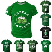 preiswerte T-Shirts für Herren mit 3D-Druck-St. Patrick Herren Kleeblatt Glücklicher Ire T Shirt Kurzarm T-Shirt 3D-Druck Rundhalsausschnitt Hemd Designer Lässig Club Party Ferien Grün 1# Grün 2# Grün 3# Sommer Frühling Bekleidung S M L XL XXL