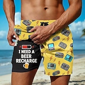 abordables Rétro Vintage &amp; Éthique-Homme Bière Console de jeu Argot drôle Short doublé Short de bain 2 en 1 Shorts de bain Taille Moyenne Rétro Vintage Fête Poches Latérales Avec doublure de compression Taille élastique avec cordon de