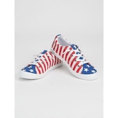  Η 250η Επέτειος των Ηνωμένων Πολιτειών Γυναικεία Sneakers με Εκτύπωση Σημαίας ΗΠΑ – Κλασικά Παπούτσια Canvas με Δέσιμο και Μαλακό Πάτο για Πατριωτικό Στυλ Παρελάσεις Φεστιβάλ Βόλτες και Καθημερινή