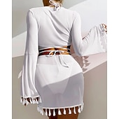 economico Surfing Tankinis &amp; Bikinis-Per donna Bikini Top bikini con scollo all'americana Costume da bagno Tinta unita Con copertura Protezione UV Asciugatura Rapida Alta elasticità Manica Lunga Costume da Bagno Costume da bagno Surf