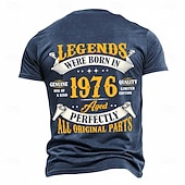 cheap Men's Funny T shirts-Birthday Gift Legends Were Born In 1976 Genuine One Of A Kind Quality Limited Edition Aged Perfectly All Original Parts 50th Birthday Mens Vintage T Shirt Charcoal Grey Clothing Apparel S M L XL XXL X
