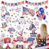  2 דפים של בלוני דגל יום העצמאות האמריקאי מדבקות סטטיות לראווה של דלתות זכוכית