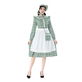  A 250-a aniversare a SUA secolul al 19-lea Anii 1800 Rochie de prerie Set capotă și șorț Mâneci Lungi Fata Pionier Colonial Pionier Războiul Revoluționar Floral Costume de fancy Pentru femei