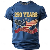 ieftine Tricouri 3D Bărbați-4 iulie 2026 Ziua Memorială de 250 de ani tricou bărbați 3D imprimat cu steagul SUA gât rotund mânecă scurtă de zi cu zi