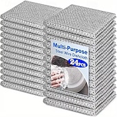 abordables Nettoyage de la cuisine-Lot de 24 torchons en fil d'acier multi-usages anti-rayures - chiffons à récurer réutilisables, à séchage rapide et sans odeur pour la vaisselle, le nettoyage des ustensiles de cuisine, des éviers et