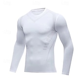 baratos Camisetas e Regatas de Corrida-Homens Cor Sólida Camiseta de Corrida Camisetas Compressão Primavera Outono Manga Longa Secagem Rápida Compressão Pavio Humido Treino de Ginástica Treinamento Ativo Exercício Preto Branco Roupa de