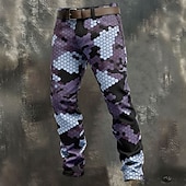 voordelige 3D-geprinte herenbroek-Voor heren Geometrisch camouflage Camouflage Kleur Broek Pakken Kostuumbroek Medium Taille Casual Buiten Vakantie Slim Fit Broek met Zakken Lente Herfst 3D-afdrukken Paars Groen Leger Groen