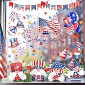  2 דפים של בלוני דגל יום העצמאות האמריקאי מדבקות סטטיות לראווה של דלתות זכוכית