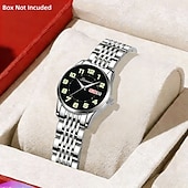 billiga Kvartsklockor-Klassisk Damklocka Original Kvarts Klocka Rhinestone Urskiva Luminös Datum och Kalenderfunktion Trendig Moderiktiga Affärsluxusklocka Bästa Val för Födelsedagspresent Mors Dag