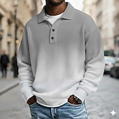 tanie Męska koszulka polo geometryczna-Męskie Gradient Koszulki polo waflowe Długi rękaw Koszulki polo Klapa Codzienny Szkoła Athleisure Dzienne zużycie Druk 3D Wiosna Jesień Zima Czarny Granatowy Błękit nieba