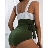 abordables Rash Guards Une Pièce-Femmes Maillot de bain Une pièce Maillot de bain dos nu Rayures Séchage Rapide Haute élasticité Sans manches Maillot de Bain Maillot de bain Surf Plongée en apnée Natation Été