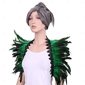 abordables Accessoires-Carnaval 2026 Accessoires de Carnaval de Rio Samba Cape Châle Femme Plumes Rouges et Noires avec Bord en Dentelle Costume de Performance Festival Brésilien