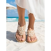 voordelige Vrouwen-Dames boho bloemen kralen sandalen - casual elastische band zomer slippers met versierd ontwerp voor strand of casual outfits