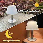 billige Solstrengelys-Solcelledrevet bordlampe utendørs innendørs - 3 lysmoduser, øyevennlig LED vanntett trådløs solcelledrevet skrivebordslampe med trekkkjede for utendørs terrasse hage soverom stue