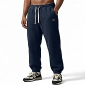 billiga Joggingbyxor-Herr Våffelstruktur Joggare Långbyxor Casual byxor Våffelbyxor Snörning Ensfärgat Komfort Fullängd Ledigt Dagligen Utomhus Semester Mode Svart Armégrön Elastisk