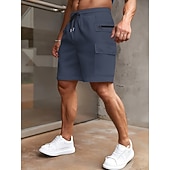 cheap Holiday-Men's Tactical Cargo Cargo Shorts Shorts Casual Shorts Pocket Elastic Waist Plain Comfort Above Knee Casual Outdoor Streetwear Fashion Streetwear Wine Navy Blue Stretchy
