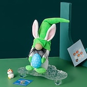 abordables Juguetes novedosos-Rellenos de canasta de Pascua 3 paquetes de gnomos de conejo de peluche decoraciones de Pascua para el hogar Tomte de primavera con orejas de conejo decoración de bandeja de varios niveles adornos