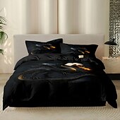 economico Set copripiumino-Set copripiumino con stampa di drago nero Spitfire, set di biancheria da letto in stile hotel con 1 copripiumino e 2 federe, morbido tessuto felpato corto, piumone non incluso.
