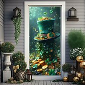 cheap Garage &amp; Door Banners-St. Patrick's Day Posters Door Cover Outdoor Banners Green Hat Cute 3D Fantasy Party Dorm Teens Room College Dorm Guys Man Cave Frat Bedroom Shooting Backgrounds Home Decor
