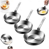 cheap Cooking Utensils-316 Stainless Steel Mini Egg Pan with Pour Spout, Small Omelet Skillet for Butter and Sauces, Compatible with Gas and Induction Stoves, Hand Wash Only