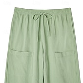 abordables Retro-Hombre Pantalones de lino Pantalones de verano Pantalones anchos Correa Bolsillo Cintura elástica Plano Comodidad Transpirable Longitud total Casual Diario Exterior Vacaciones Moda Negro Verde Trébol