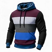 ieftine Model geometric-Bărbați Geometric Plisat Hanorac cu Glugă Hanorca Modă Zilnic Stil Nautic Casă Haine de strada Petrecere Albastru piscină Maro Trifoi Cordon Toamnă Iarnă Designer S M L XL XXL XXXL