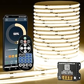 olcso Plug Strip Lights-COB LED intelligens szalagfények, időzítő zeneszinkronizáció, RF távirányítóval és alkalmazással szabályozható, fényes, 16,4-65 láb (3000-6500k), COB LED fényszalag hálószobába, nappaliba,