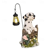 economico Illuminazione vialetto-1 pezzo di luce solare impermeabile per esterni a forma di cane, decorazione per giardino, prato, vialetto, luce solare da giardino in resina a forma di cucciolo, illuminazione d'accento per