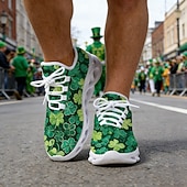 abordables Chaussures pour hommes-Baskets pour hommes pour la Saint-Patrick – imprimé trèfle vert, style sportif et confortable pour les défilés, les fêtes et les festivités