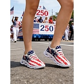  Vereinigte Staaten 250. Jubiläum Frauen USA-Flagge und Adler Druck Sneakers mit Feuerwerksdesign Patriotische Freizeitschuhe für den Unabhängigkeitstag Paraden Festivals Sportveranstaltungen und den