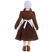  250° anniversario USA 19° secolo anni 1800 Abito da prateria Set cuffia e grembiule Lunghe Ragazza pioniera Coloniale Guerra rivoluzionaria Costume Ragazze Halloween Carnevale 4 luglio Bambini